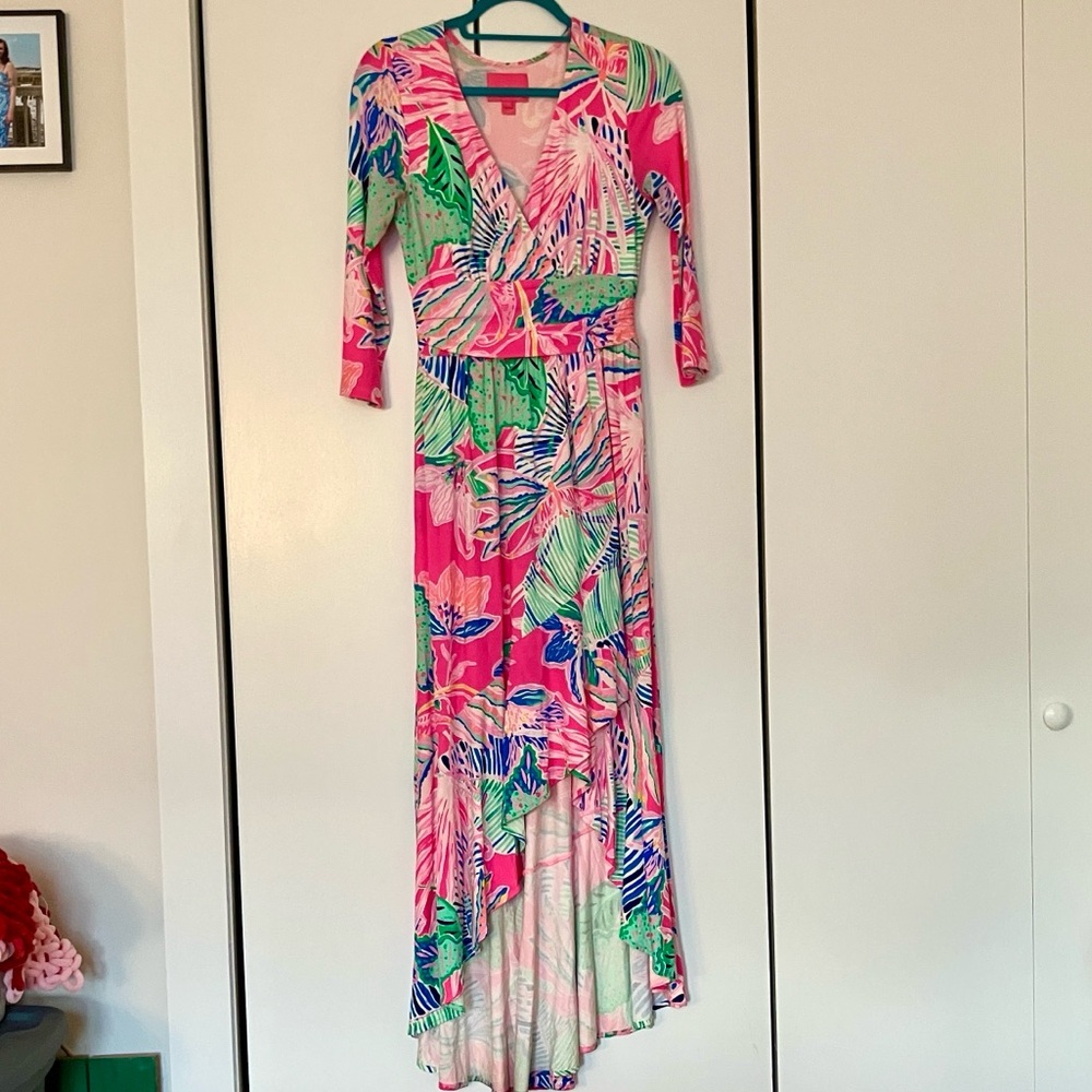 Lilly Pulitzer Tropical Faux Wrap Maxi Dress
